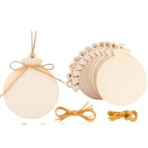 150PCS Unfinished Wood Christmas Ornament Slices With Twine And Color Pens